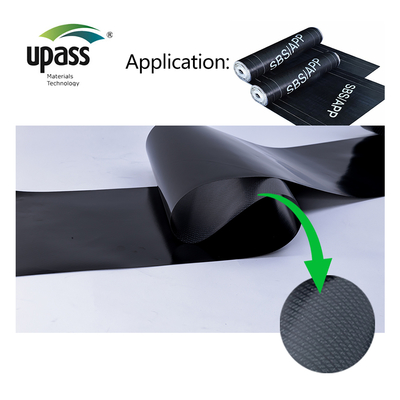 PE Plastic Film Surface Material Zelfklevend Polymer Gemodificeerd Bitumen Dakmembraan Waterdicht Verwerkt tot maat