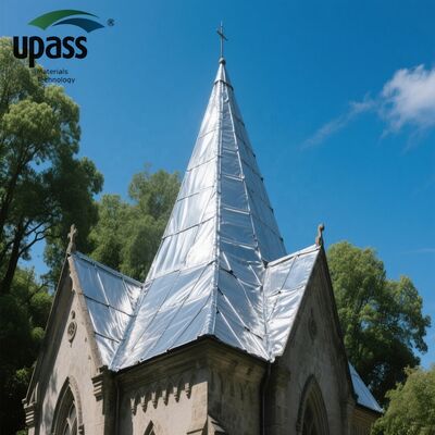 UF608 Ouderdoms- en UV-bestendige aluminiumfolie-PET-film met blaasvorming en snijwerk voor waterdichte asfaltmembranen