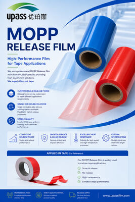 MOPP Release Film voor kleefbandenHigh MD Tensile Strength UV Silicone Coated Release Liner