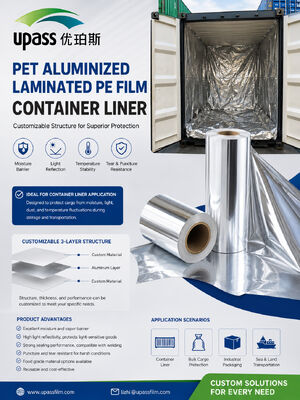 150 μm VMPET Aluminium-PET-gelamineerde folie voor de isolatie van scheepvaartcontainers en bescherming tegen vocht
